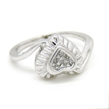 Load image into Gallery viewer, 0.14Ct Natural Diamond In 14k white Gold Women's heart Ring fine gift Size 6.75