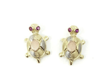 Load image into Gallery viewer, 14k multi color gold turtle full body earrings push back fine gift jewelry 3g
