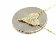 Load image into Gallery viewer, 14k yellow Gold 0.21Ct Diamond heart necklace gift for her 18" adjustable chain