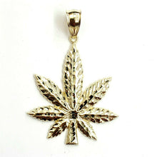 Load image into Gallery viewer, 10k yellow gold marijuana leaf weed pendant charm fine gift medical jewelry 8.2g