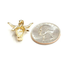 Load image into Gallery viewer, New 14k yellow Gold taurus bull head zodiac Pendant charm fine gift jewelry 3.7g