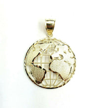 Load image into Gallery viewer, 10k yellow gold round globe planet earth world map pendant jewelry 1.34" 5g