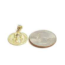 Load image into Gallery viewer, New 10k yellow gold round saint benedict san Benito pendant jewelry 0.69" 2.1g