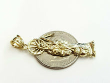 Load image into Gallery viewer, 10k yellow gold Santa Muerte holy death Pendant fine gift jewelry unisex 2.3g
