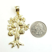 Load image into Gallery viewer, 10k yellow gold dollar sign money bag tree lucky pendant charm fine jewelry 6.7g
