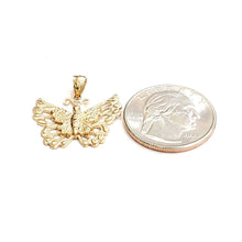 Load image into Gallery viewer, New 14k yellow Gold solid butterfly Pendant charm gift fine jewelry 2.8g
