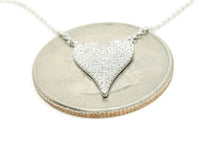 Load image into Gallery viewer, 14k white Gold 0.21Ct Diamond heart necklace gift for her 18" adjustable chain