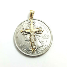 Load image into Gallery viewer, New 14k gold two tone cross jesus pendant charm fine gift religious jewelry 1.3g