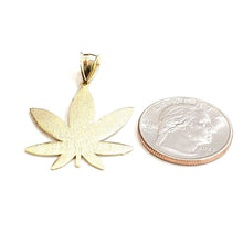 Load image into Gallery viewer, 10k yellow gold marijuana leaf weed pendant charm medical gift fine jewelry 2.6g