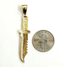 Load image into Gallery viewer, New 10k yellow Gold dagger knife Pendant charm fine gift jewelry for men 3.6g