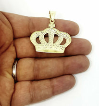 Load image into Gallery viewer, 10k yellow gold crown pendant charm fine jewelry gift necklace diamond cut 4.8g