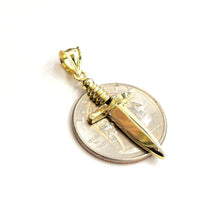 Load image into Gallery viewer, New 10k yellow Gold dagger knife Pendant charm Unisex Gift fine jewelry 2.2g
