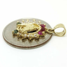 Load image into Gallery viewer, 14k yellow Gold horseshoe Pendant cubic zirconia lucky gift fine jewelry 2.2g