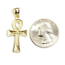 Load image into Gallery viewer, 10k yellow gold Egyptian ankh cross pendant charm fine religious jewelry 1.6g