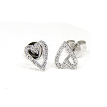 Load image into Gallery viewer, New 14k white Gold 0.12Ct Round Diamonds heart stud Earrings Push Back Fastening