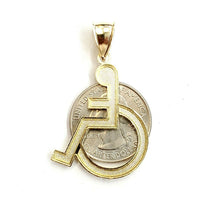 Load image into Gallery viewer, 10k yellow Gold handicap disability Pendant charm diamond cut fine jewelry 2.6g