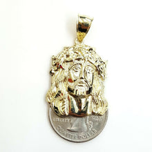 Load image into Gallery viewer, 10k yellow gold jesus face head pendant charm fine religious gift jewelry 6.2g