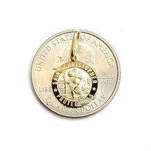 Load image into Gallery viewer, 14k solid yellow Gold round saint Christopher Pendant religious gift 0.48" 1.5g