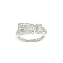 Load image into Gallery viewer, 0.55ct genuine diamond 14k White Gold Women belt buckle Ring fine jewelry Size 7