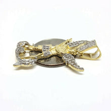 Load image into Gallery viewer, 14k gold two tone saint Michael pendant charm religious jewelry zirconia 5.6g