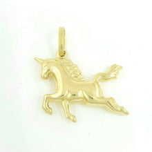 Load image into Gallery viewer, 14k yellow gold hollow unicorn full body 3D pendant charm fine gift jewelry 1.5g