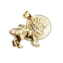 Load image into Gallery viewer, 10k yellow Gold lion full body Leo zodiac Pendant diamond cut fine jewelry 2.6g