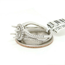 Load image into Gallery viewer, 0.39Ct Natural Diamond 14k White Gold Semi Mount halo Ring round center size 6.5