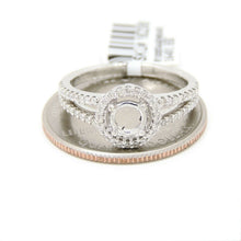 Load image into Gallery viewer, 0.37Ct Natural Diamond 14k White Gold Semi Mount halo center round Ring size 6.5