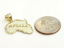 Load image into Gallery viewer, 10k yellow gold Africa continent outline map pendant charm fine gift unisex 2.7g