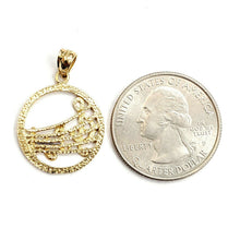 Load image into Gallery viewer, New 14k solid yellow Gold round music sign note Pendant fine jewelry gift 2g