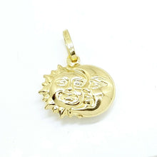Load image into Gallery viewer, New 14k yellow gold 3D hollow sun moon eclipse pendant astronomy fine gift 1.3g