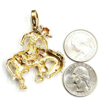 Load image into Gallery viewer, 14k tri color Gold horse rider cowboy rodeo Pendant charm CZ fine jewelry 15.6g