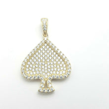 Load image into Gallery viewer, 14k yellow Gold Ace of spade Pendant with cubic zirconia fine gift jewelry 4.6g