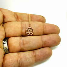 Load image into Gallery viewer, 14k Rose Gold 0.12Ct Round Diamond star of David necklace 18" adjustable chain