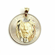 Load image into Gallery viewer, 14k yellow solid Gold lion leo head face Pendant charm fine gift jewelry 2.4g