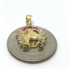 Load image into Gallery viewer, 14k yellow Gold horseshoe Pendant cubic zirconia lucky gift fine jewelry 2.2g