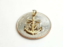Load image into Gallery viewer, New 14k yellow Gold tiny Jesus anchor and wheel Pendant fine gift jewelry 0.7g