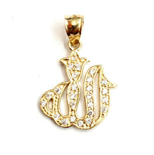 Load image into Gallery viewer, 10K Yellow Gold Allah Islamic God zirconia Pendant Charm religious jewelry 2.2g