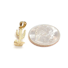 Load image into Gallery viewer, New 14k yellow solid Gold 3D saguaro cactus Pendant charm gift fine jewelry 1.4g