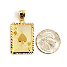 Load image into Gallery viewer, 10k yellow Gold Ace of spade Pendant playing card gambling fine jewelry 4.9g