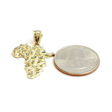 Load image into Gallery viewer, 10k yellow gold nugget Africa continent outline map pendant charm jewelry 2.1g