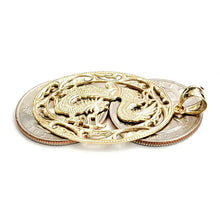 Load image into Gallery viewer, 14k yellow Gold oval dragon Pendant charm solid gift fine jewelry unisex 4.5g