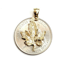 Load image into Gallery viewer, New 14k yellow gold solid maple leaf pendant charm gift fine jewelry 1.4g
