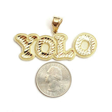 Load image into Gallery viewer, 10k yellow Gold YOLO word Pendant You only live once diamond cut jewelry 7.2g