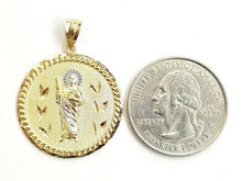 Load image into Gallery viewer, New 14k two tone gold round saint Jude juda pendant charm religious jewelry 3.7g