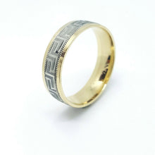Load image into Gallery viewer, Men Women new 10K Greek key two tone Gold Wedding Band Comfort Fit 6MM Size 8