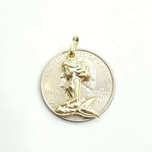 Load image into Gallery viewer, 14k yellow Gold hollow full body mermaid Pendant charm fine gift jewelry 1.4g