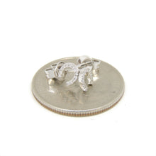 Load image into Gallery viewer, 14k white Gold 0.06Ct Diamond horseshoe stud Earrings gift Push Back Fastening