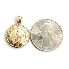 Load image into Gallery viewer, New 10k yellow gold hollow two sided Jesus & virgin Guadalupe pendant 0.69" 2.3g