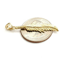 Load image into Gallery viewer, New 14k Yellow Gold solid feather Pendant Unisex gift fine jewelry 2.2g